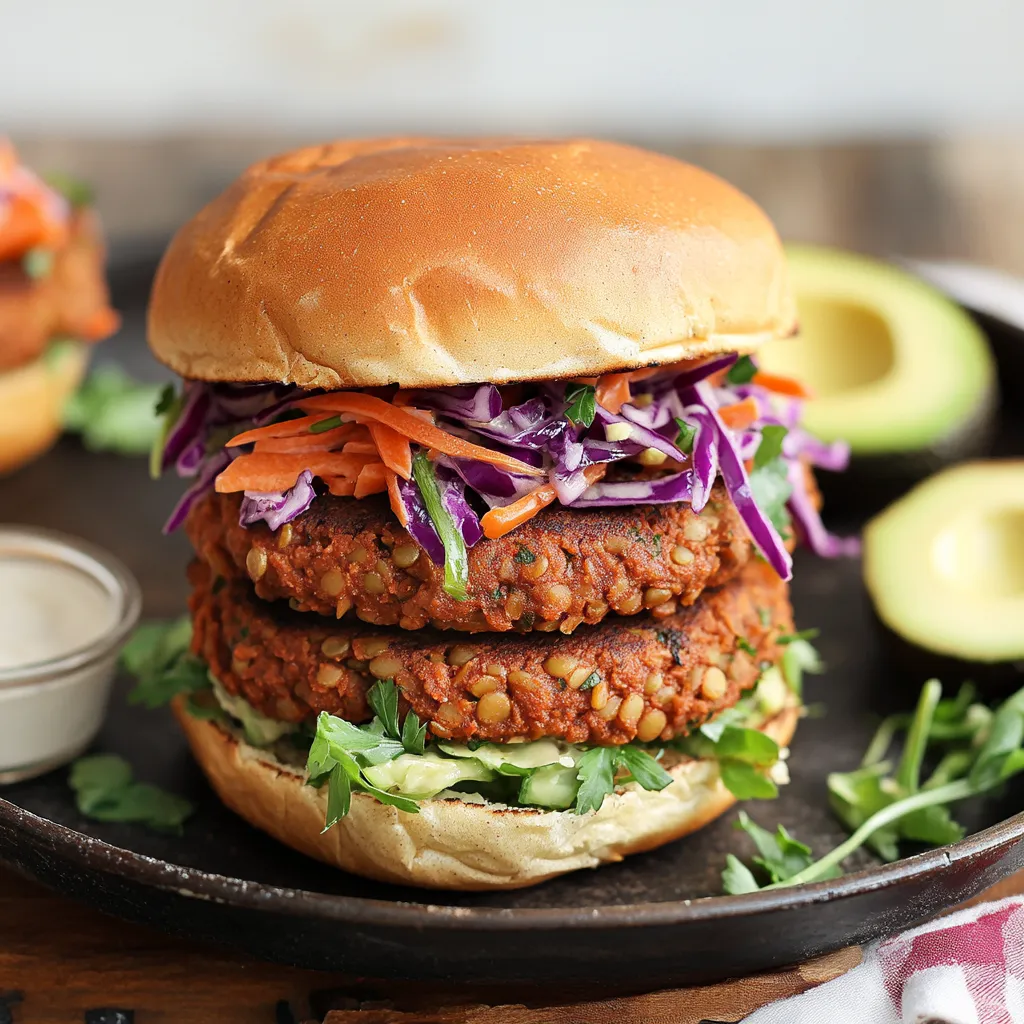 Lentil Patties with Crunchy Tahini Salad (Vegan)