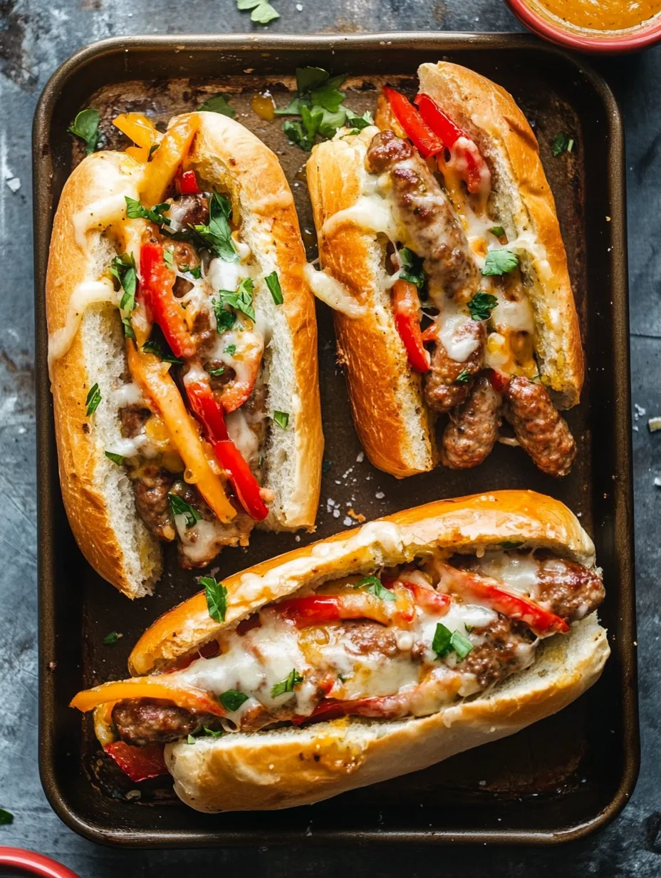 Sheet Pan Italian Sausage Heros with Honey Mustard Recipe