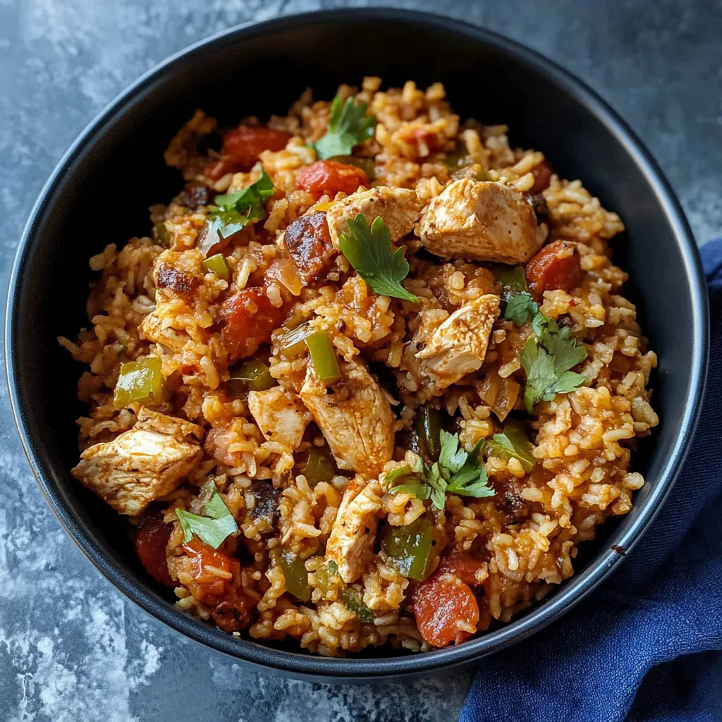 Healthy Cajun Chicken and Sausage Jambalaya