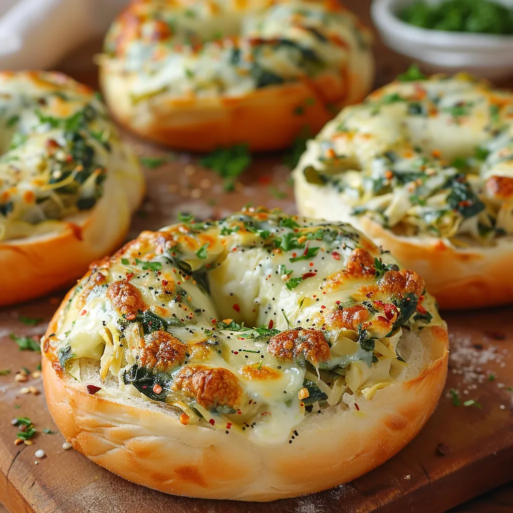 Cheesy Spinach Bagels