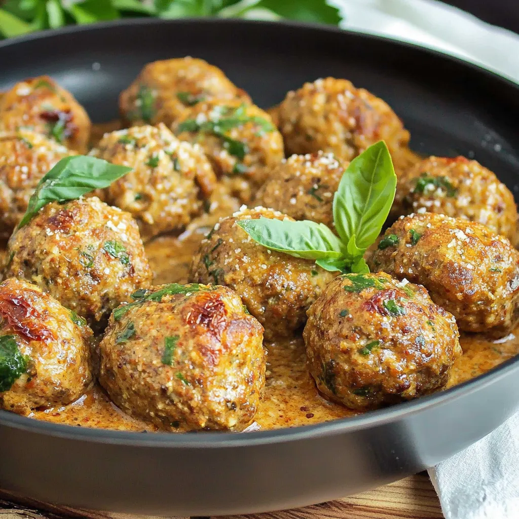 Easy Creamy Sun-Dried Tomato Pesto Meatballs Recipe