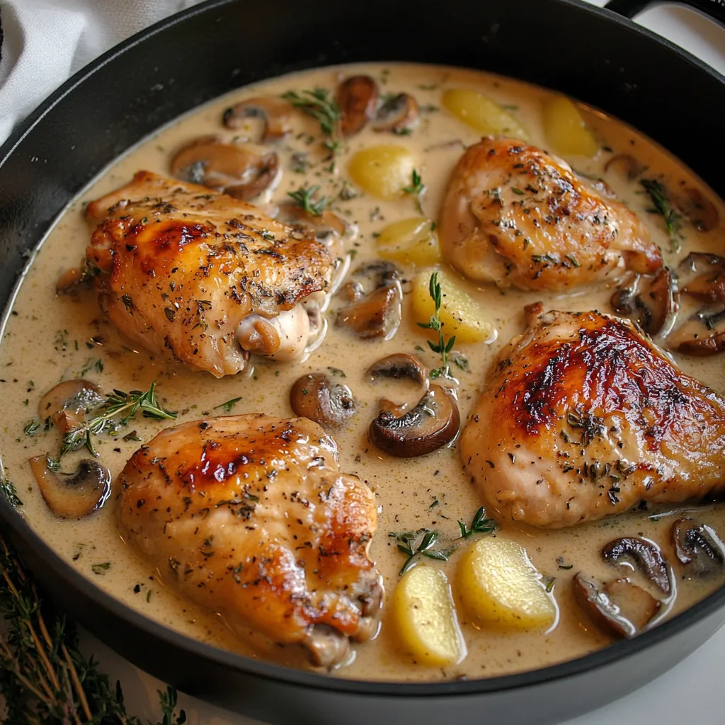 Herb Roasted Chicken in Creamy White Wine Sauce Recipe