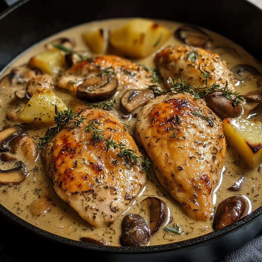 Best Herb Roasted Chicken in Creamy White Wine Sauce