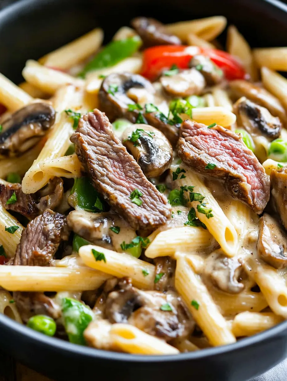 Easy One Pot Philly Steak Pasta Recipe