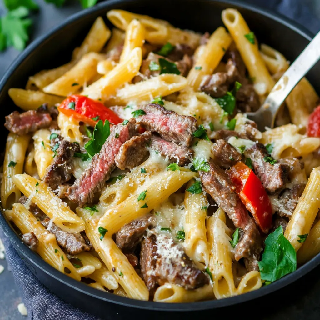 One Pot Philly Steak Pasta