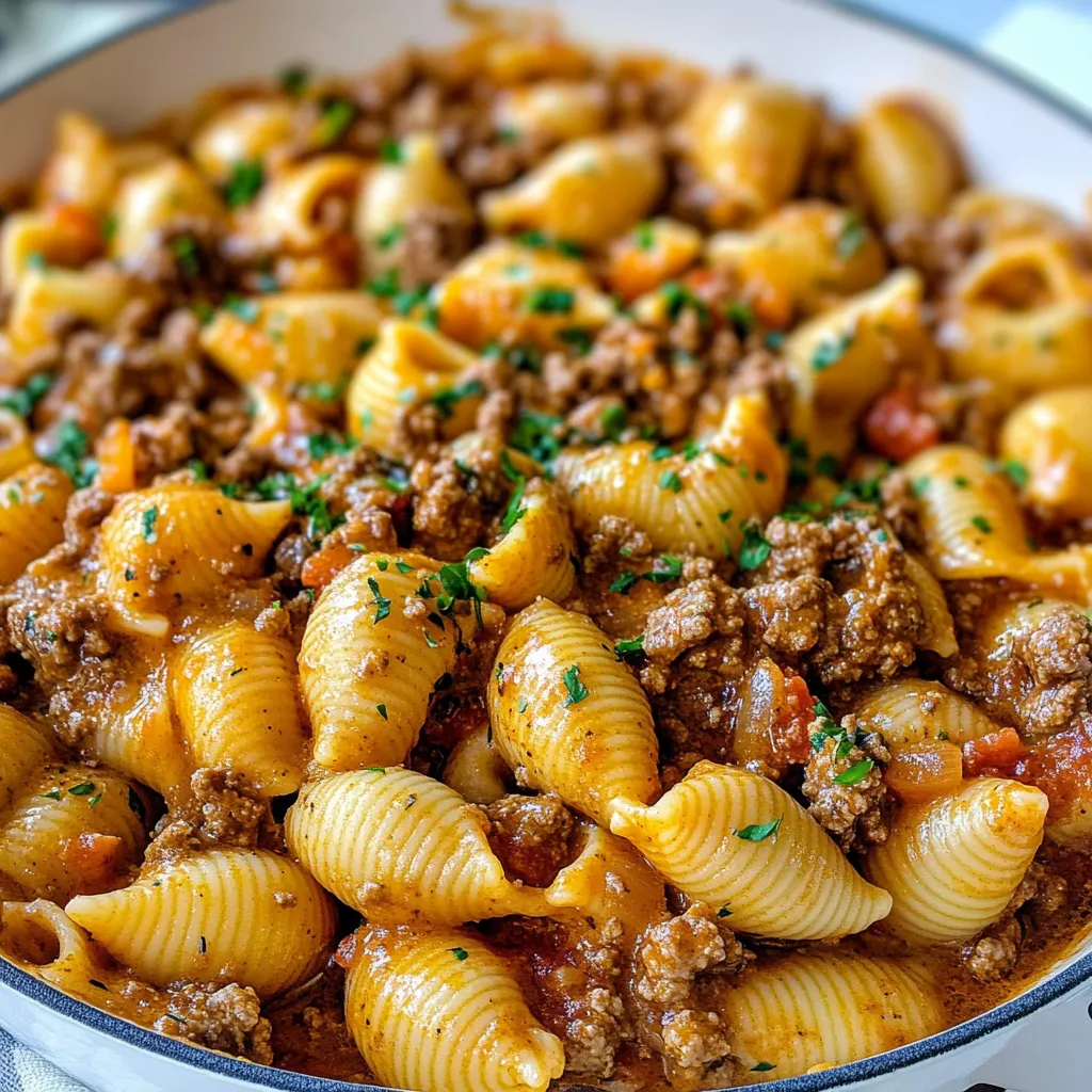 Easy Creamy Beef and Shells