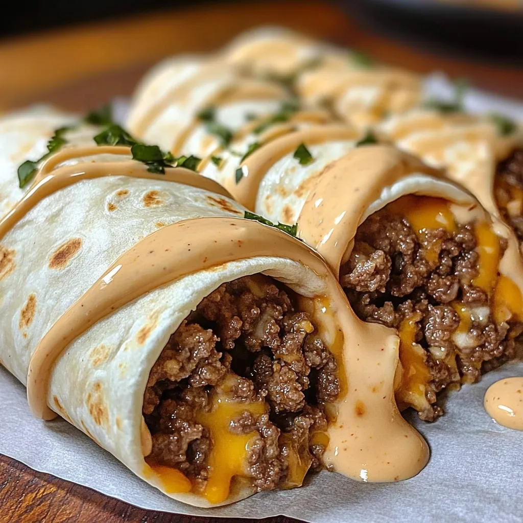 Cheesy Ground Beef Delight Wrap with Creamy Sauce