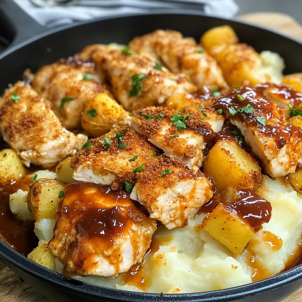 Mashed Potato Casserole with Crispy Chicken