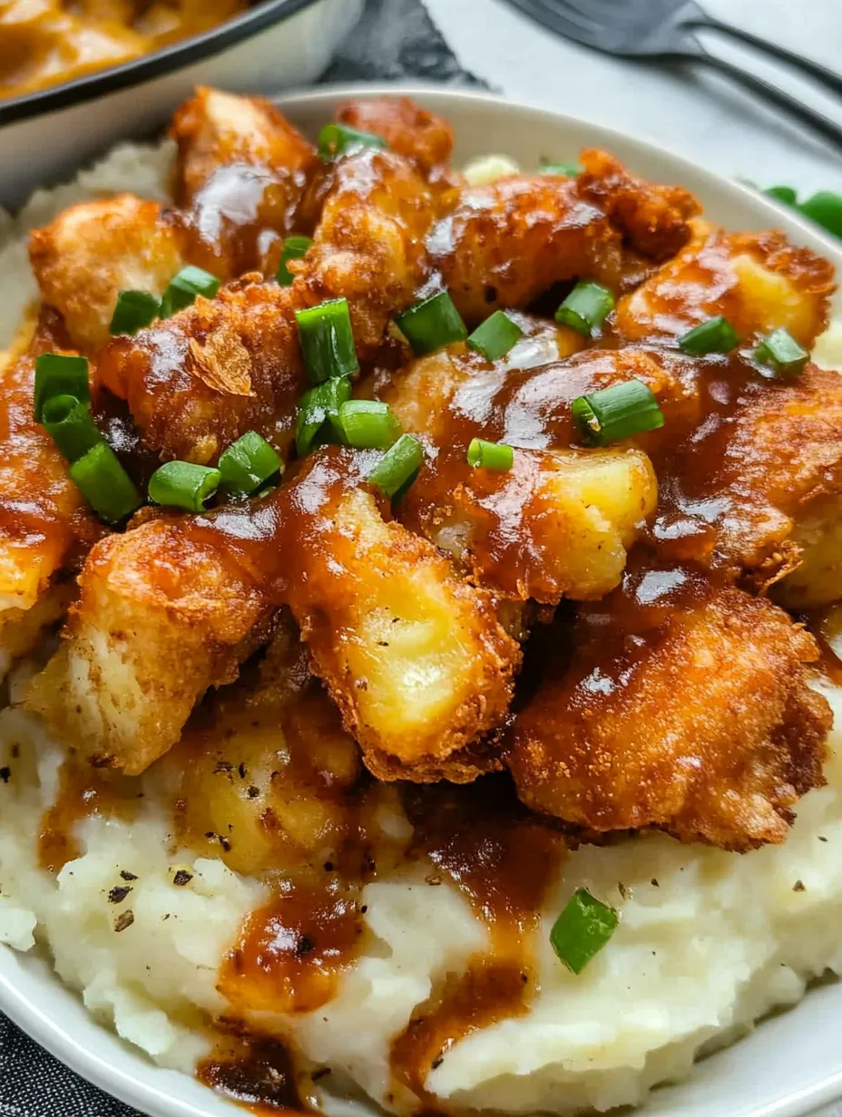 Layered Mashed Potato with Crispy Chicken