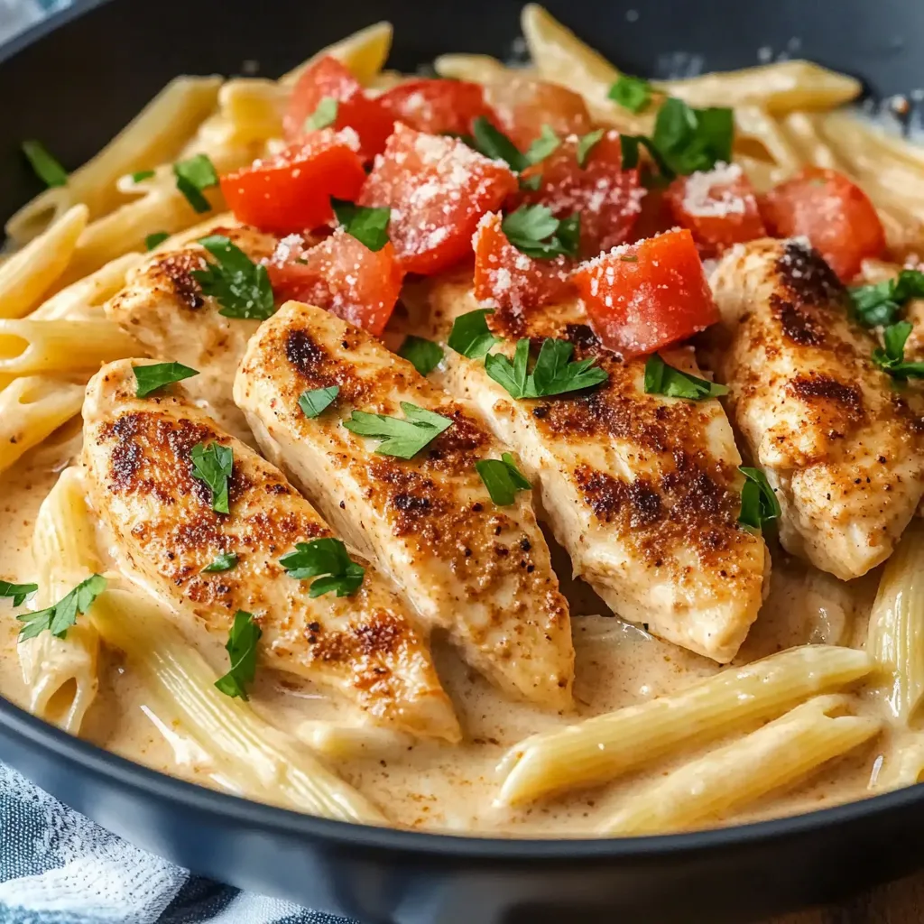 Plate of creamy Cajun chicken pasta