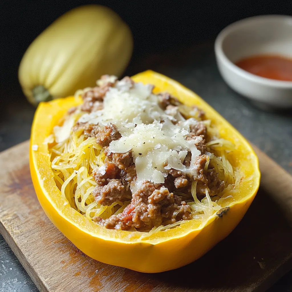 Savory Spaghetti Squash Stuffed with Sausage