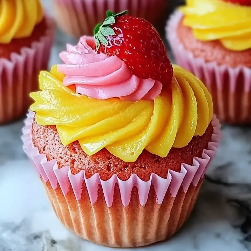 Lush Mango Strawberry Cupcakes Ready to Enjoy