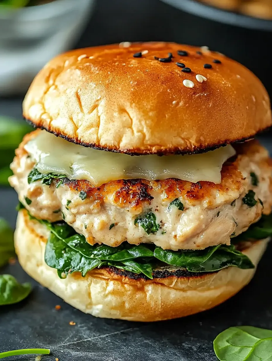 White Cheddar and Spinach Chicken Burgers Recipe