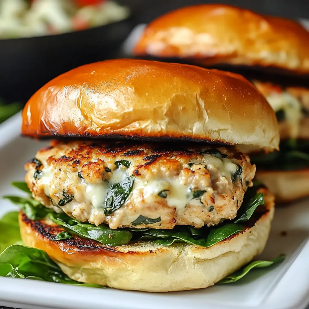 White Cheddar and Spinach Chicken Burgers Recipe