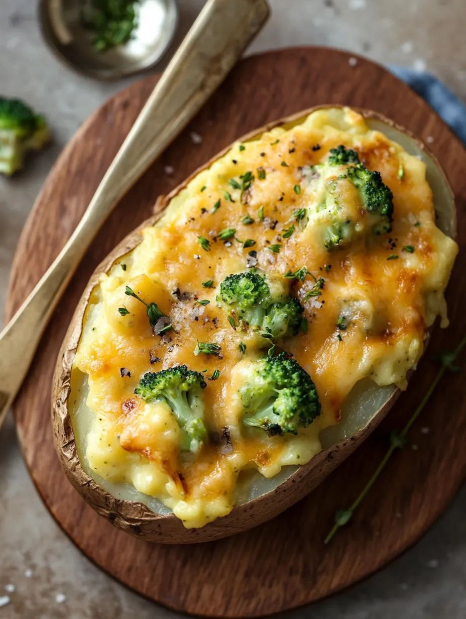 Cheesy Baked Potatoes with Broccoli Cheese Sauce Recipe