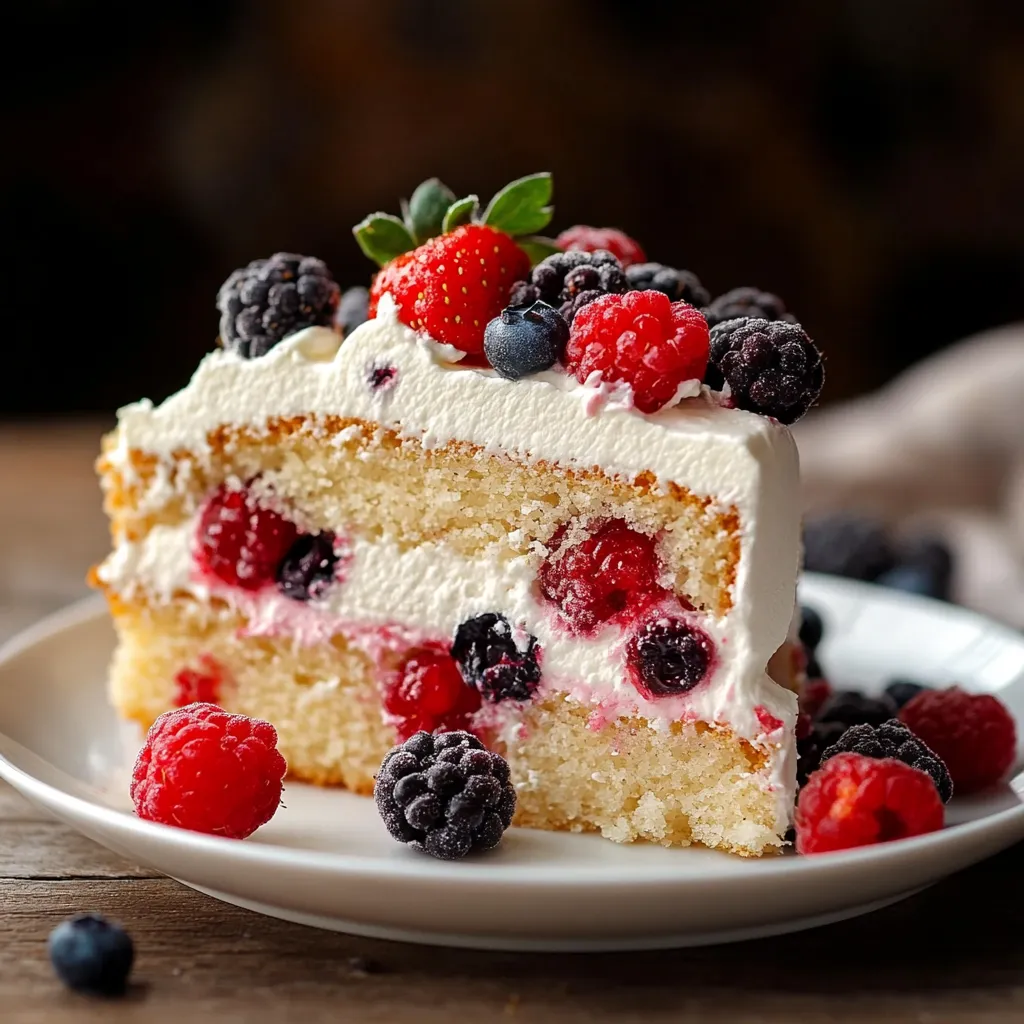 A slice of delicious berry-topped cake.