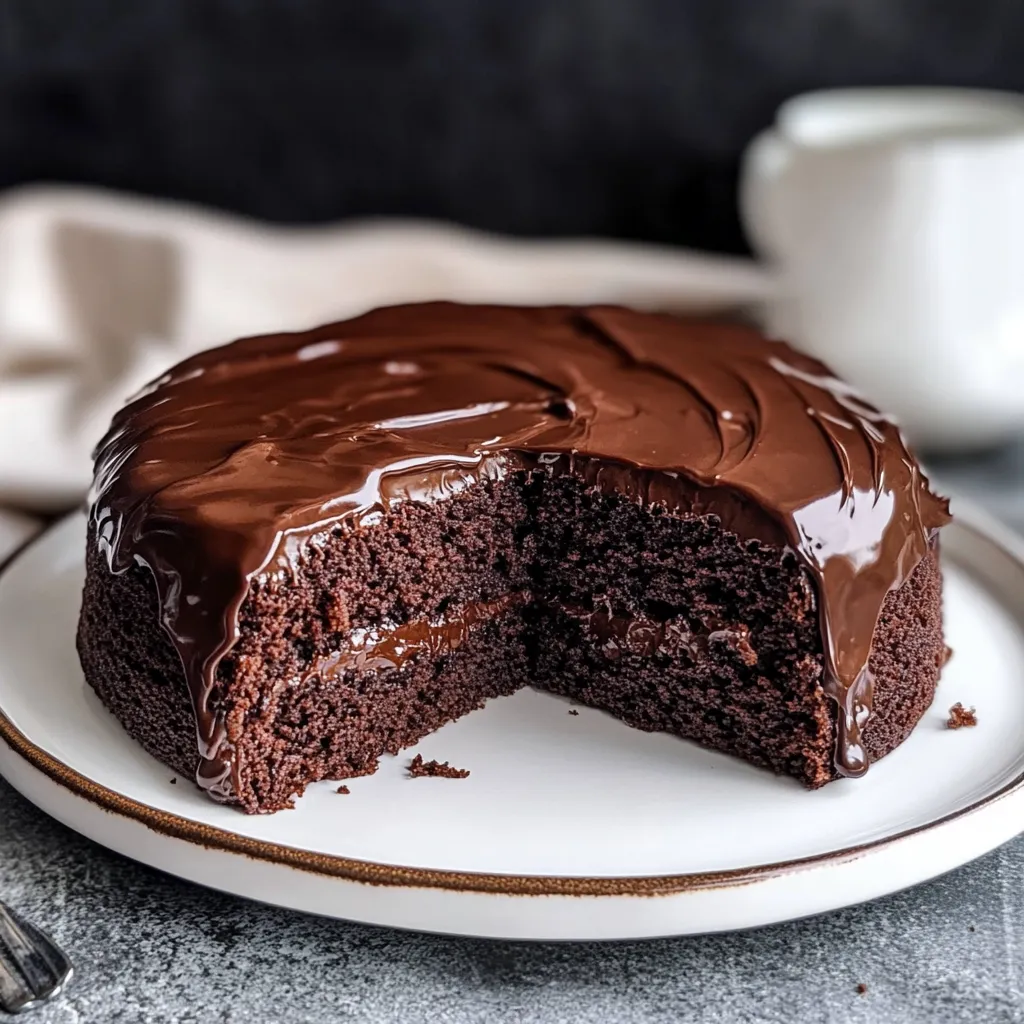 A delicious chocolate cake with a bite taken out of it.