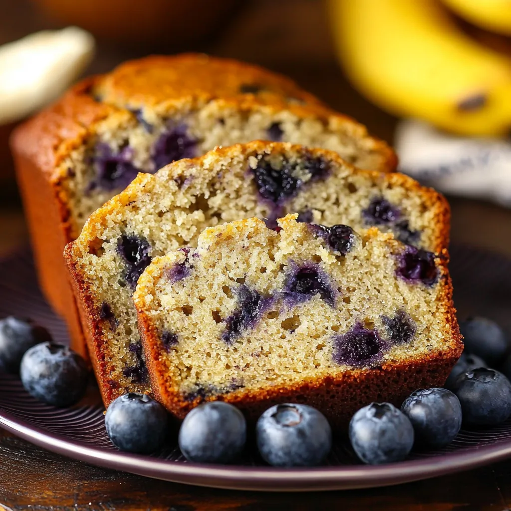 Freshly baked blueberry banana bread