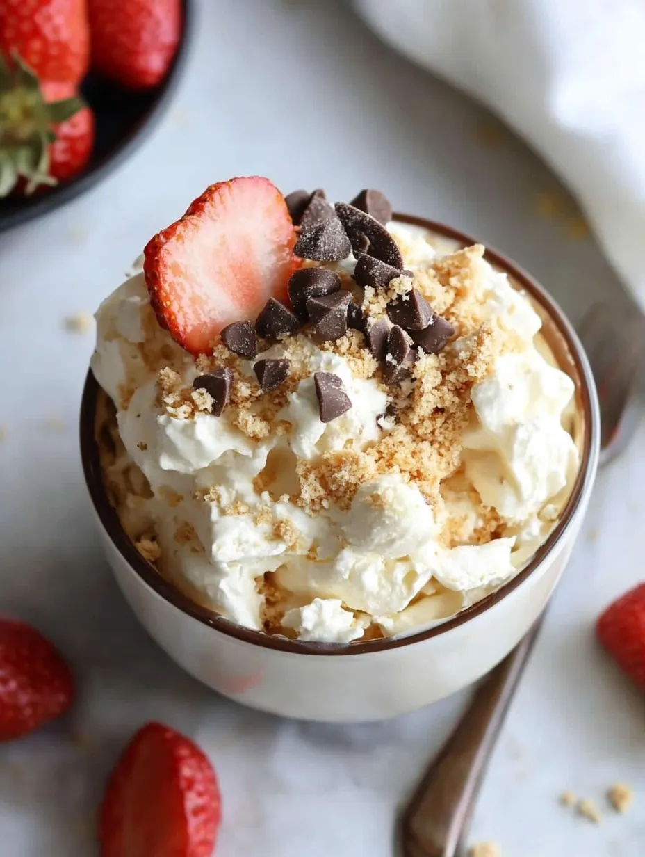 A bowl of ice cream with chocolate chips and strawberries on top.