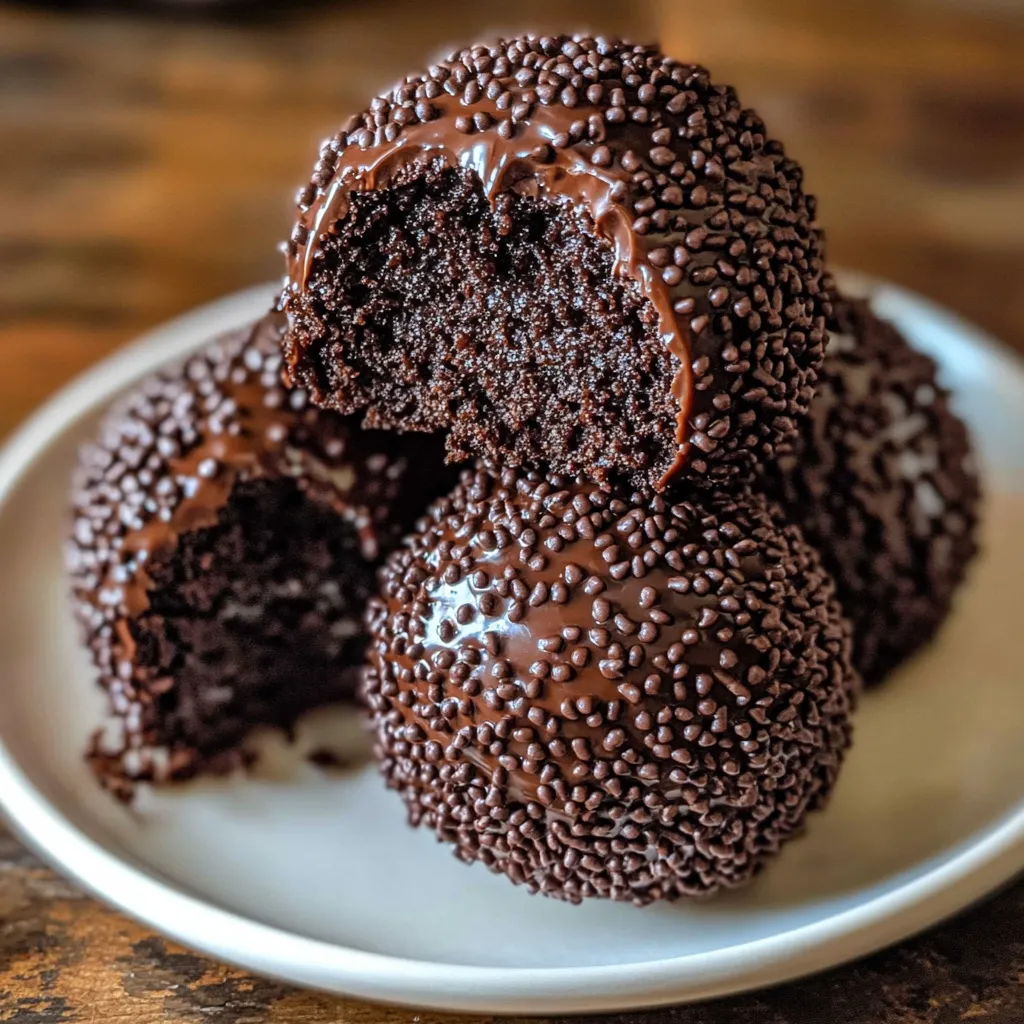 A plate filled with chocolate truffles