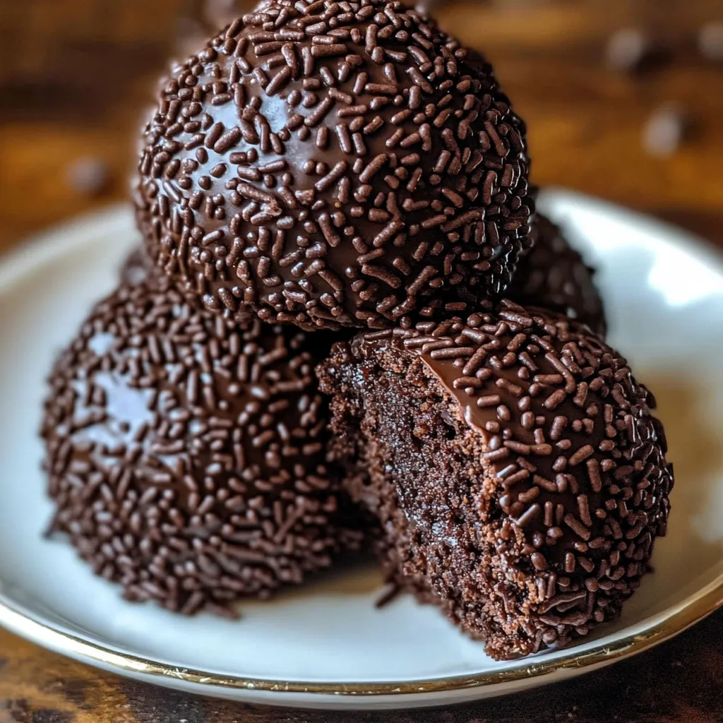 A plate of chocolate cake with chocolate sprinkles on top.