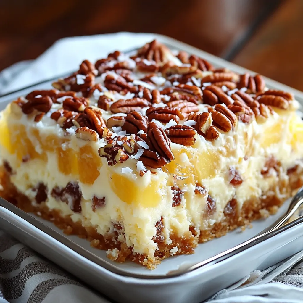 A slice of cake with a layer of frosting and nuts on top.