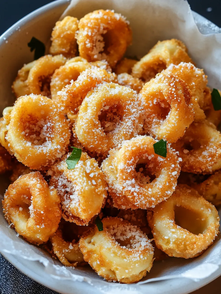 A bowl of fried dough with powdered sugar on top.