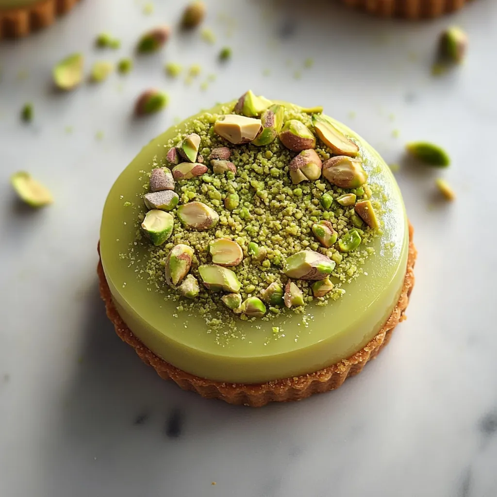 A green dessert with almonds on top.