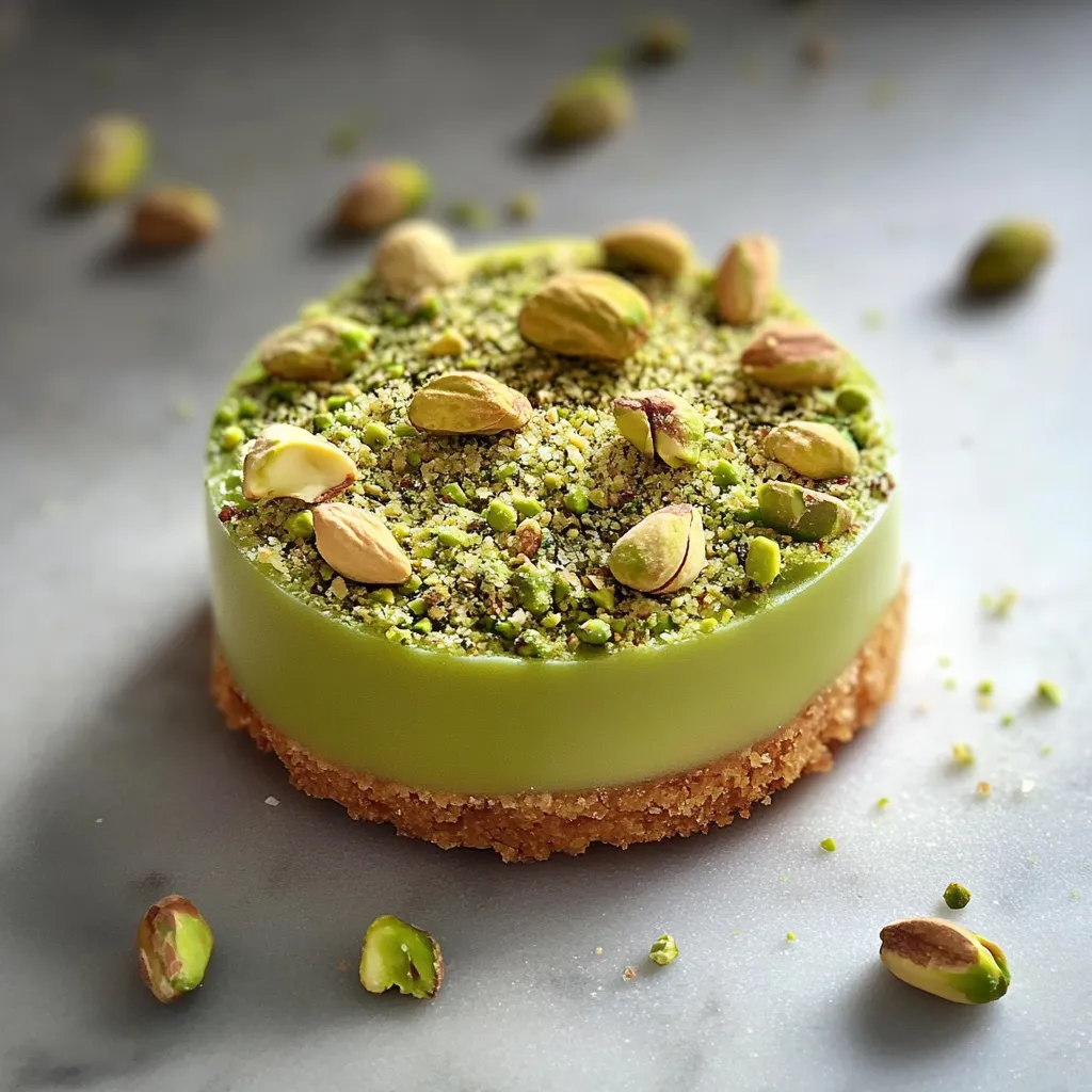 A green and yellow cake with almonds on top.