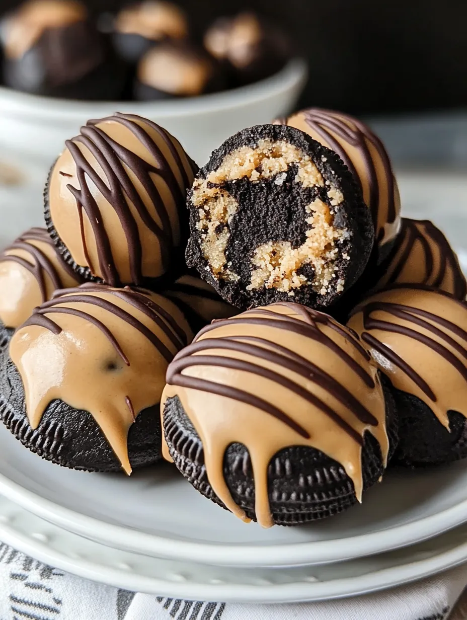 A plate of chocolate covered peanut butter balls.