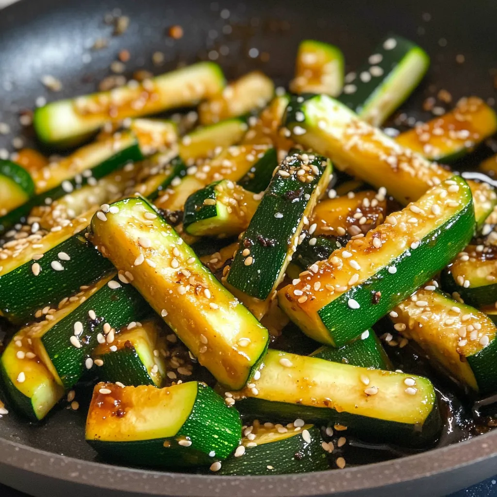 A bowl of food with zucchini and sesame seeds.