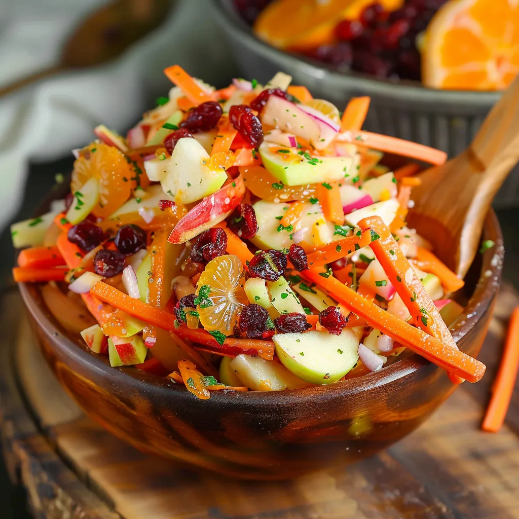 A bowl of vegetables with carrots, cucumbers, and oranges.