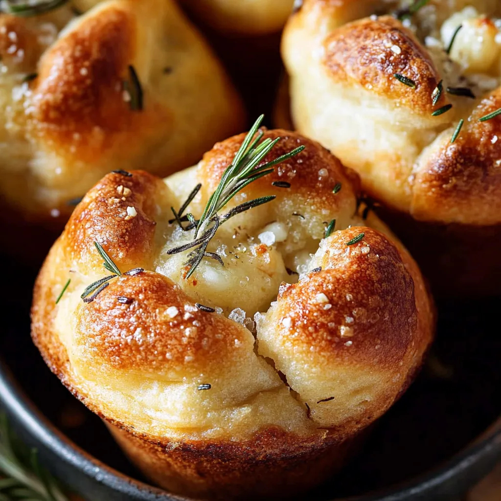 A herb-topped bowl of muffin-shaped bread.