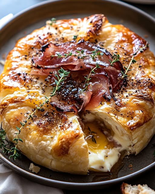A slice of quiche with bacon and cheese.