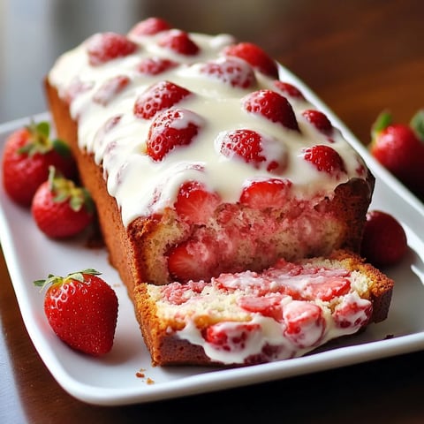 Soft loaf with strawberries and glaze