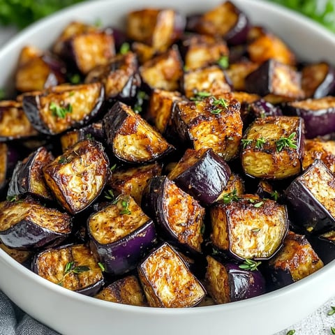 Golden Air-Fried Eggplant Cubes