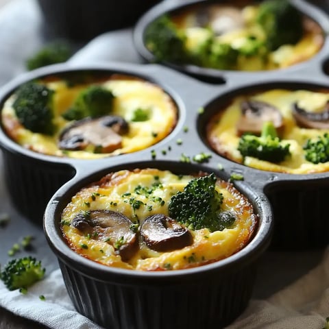 Fluffy Veggie-Packed Broccoli and Mushroom Egg Cups