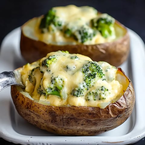 Cheesy and Broccoli-Topped Baked Potatoes