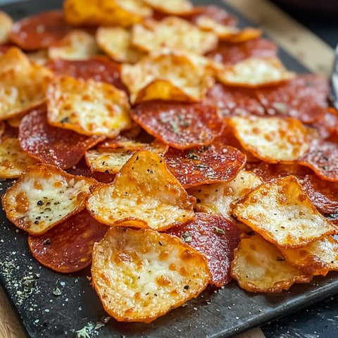 A plate of crispy cheesy bites with pepperoni.