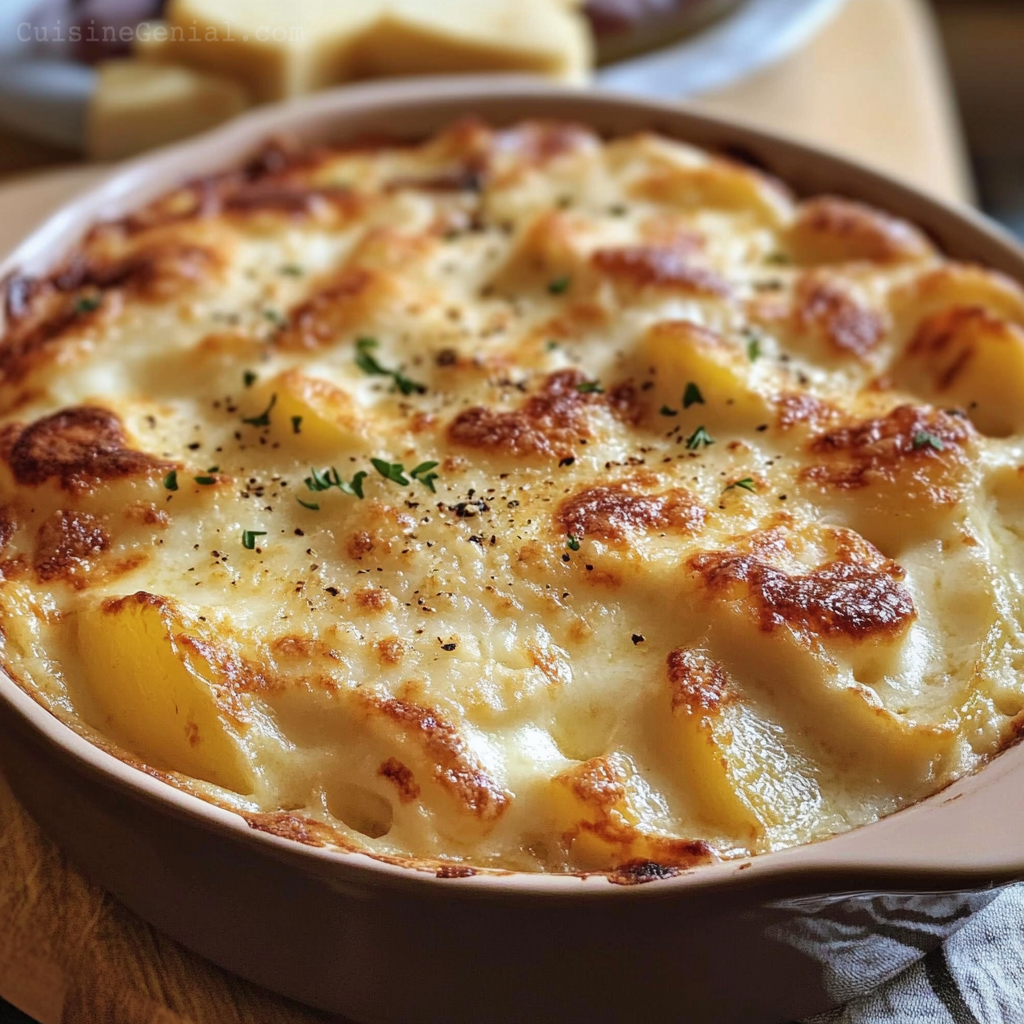 Gratin de Chou-Fleur, Pommes de Terre, Fromage et Jambon