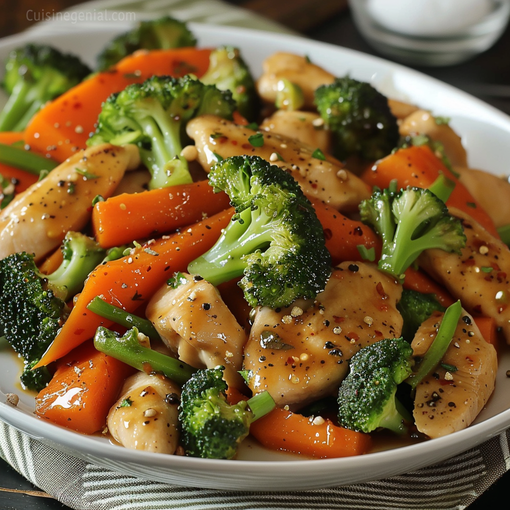 Sauté de Poulet au Brocoli et Carottes dans un Wok