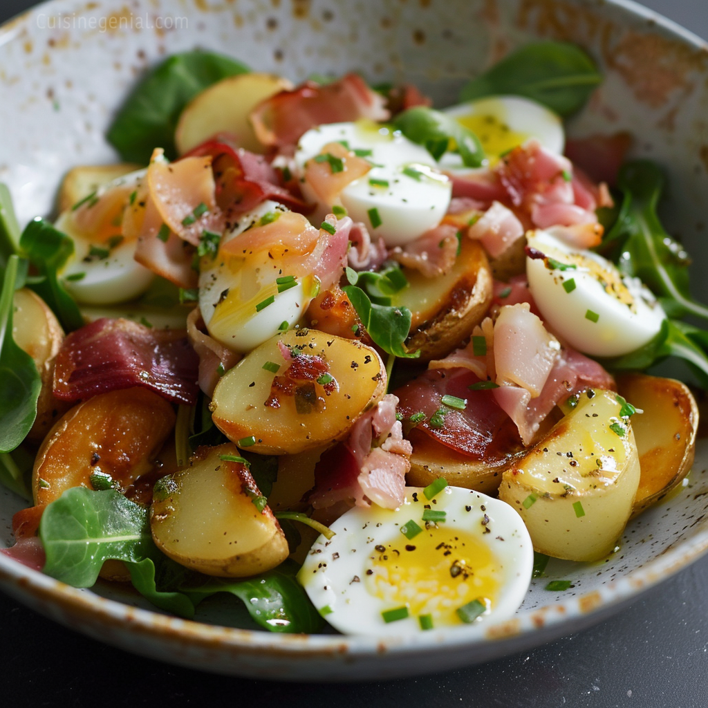 Salade de Pommes de Terre aux Lardons et Œufs