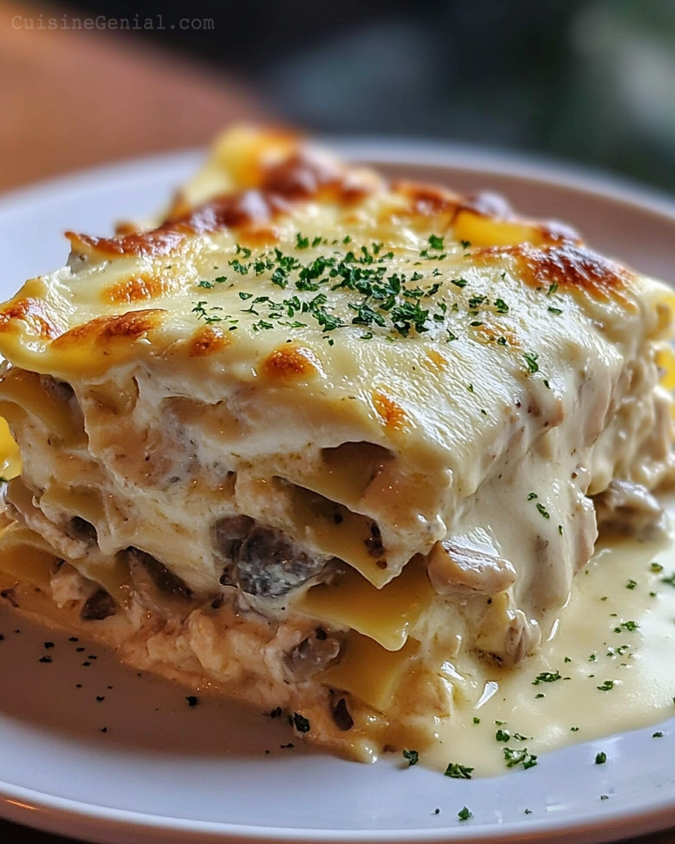 Lasagnes Fondantes au Poulet et Sauce Blanche Crémeuse