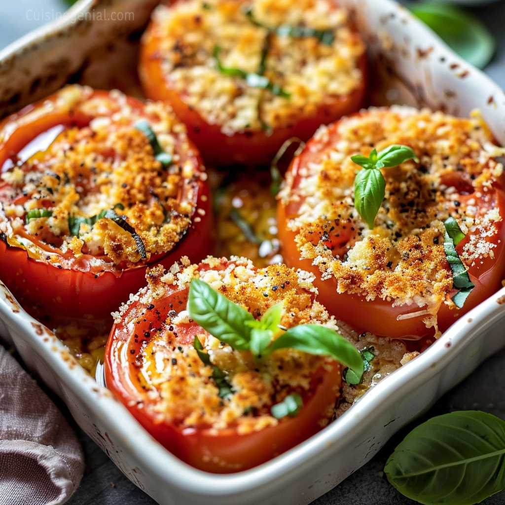 Tomates Gratinées au Parmesan dorées et croustillantes