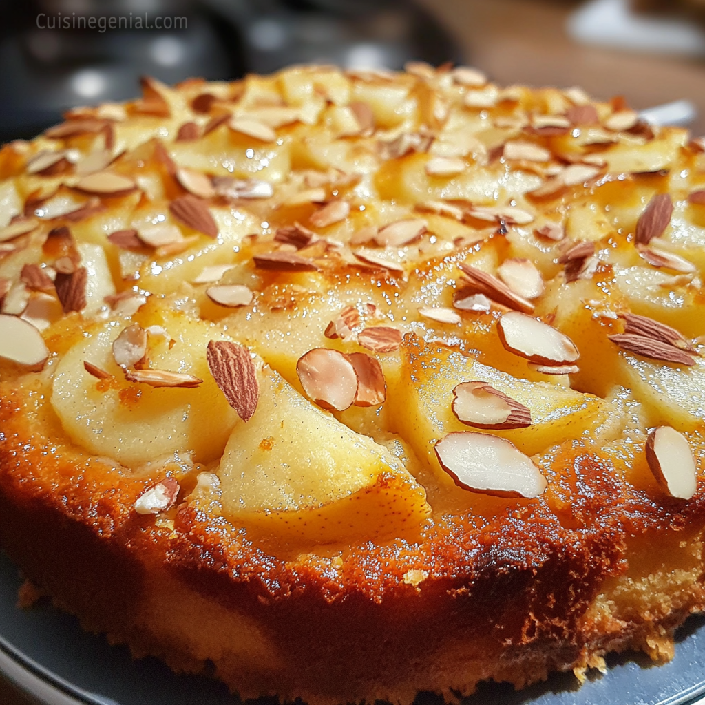 Gâteau Moelleux aux Poires et Amandes nappé de douceur