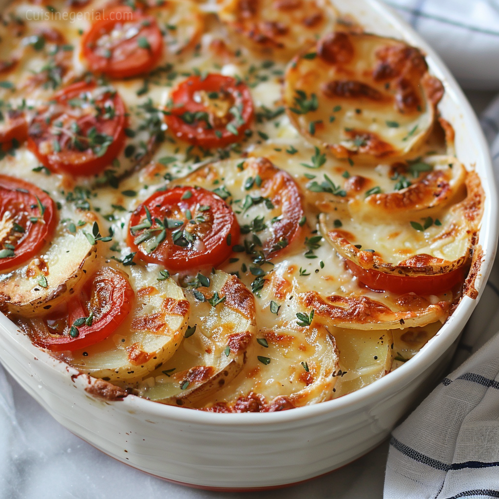 Gratin de Pommes de Terre, Chorizo, Tomate et Béchamel