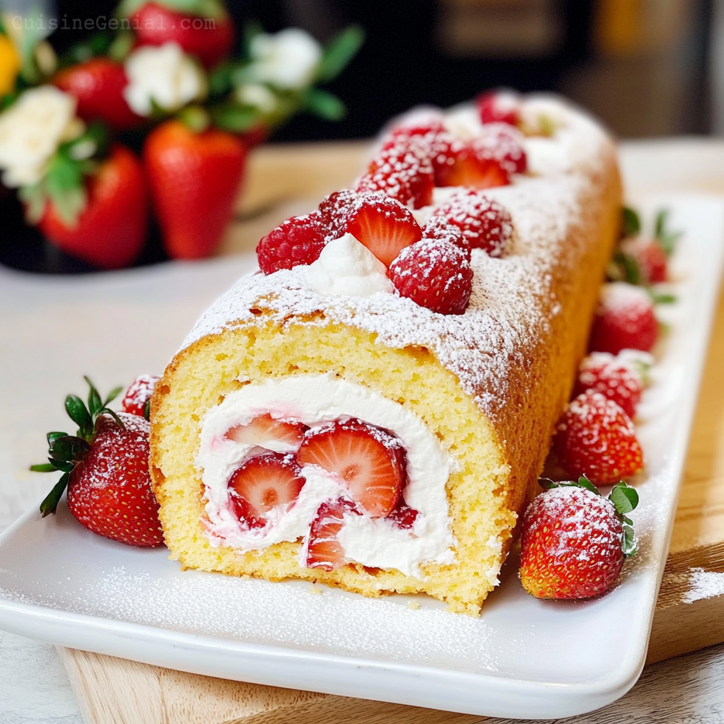 Biscuit Roulé aux Fraises de Cyril Lignac