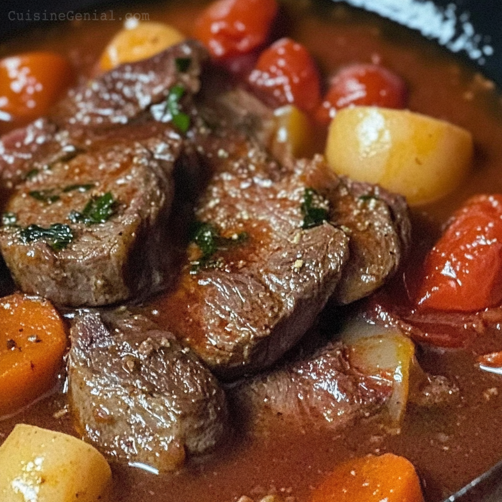 Langue de Bœuf Sauce Tomate Pimentée