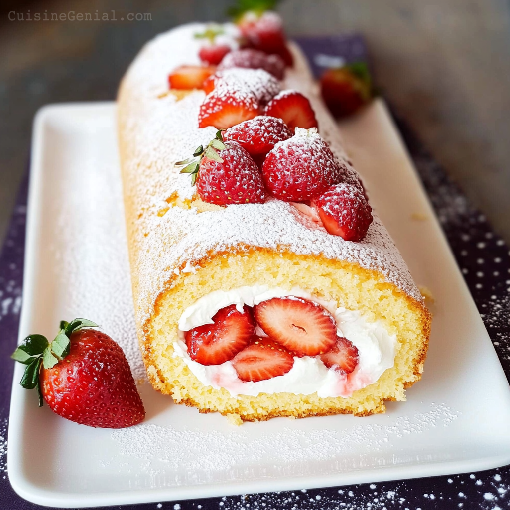 Biscuit Roulé aux Fraises de Cyril Lignac