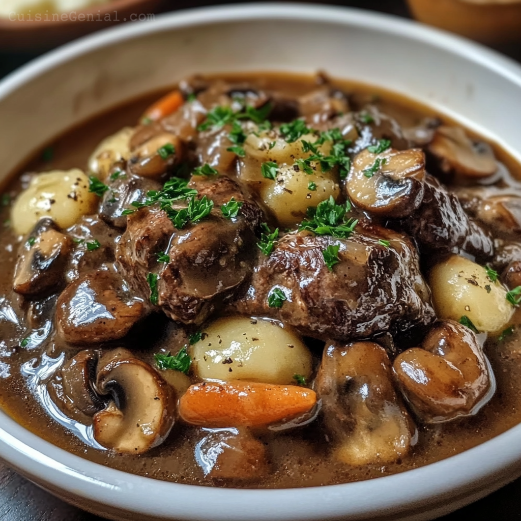 Joue de Bœuf Mijotée aux Champignons